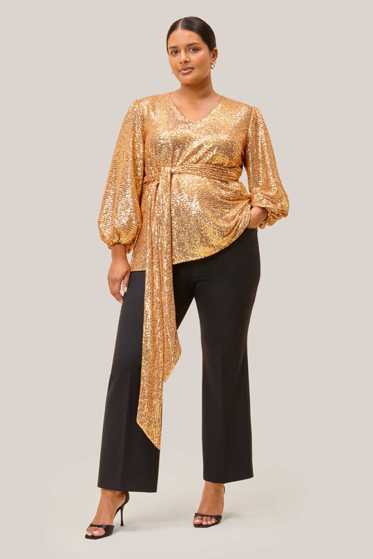 Gold Sequined Party Blouse