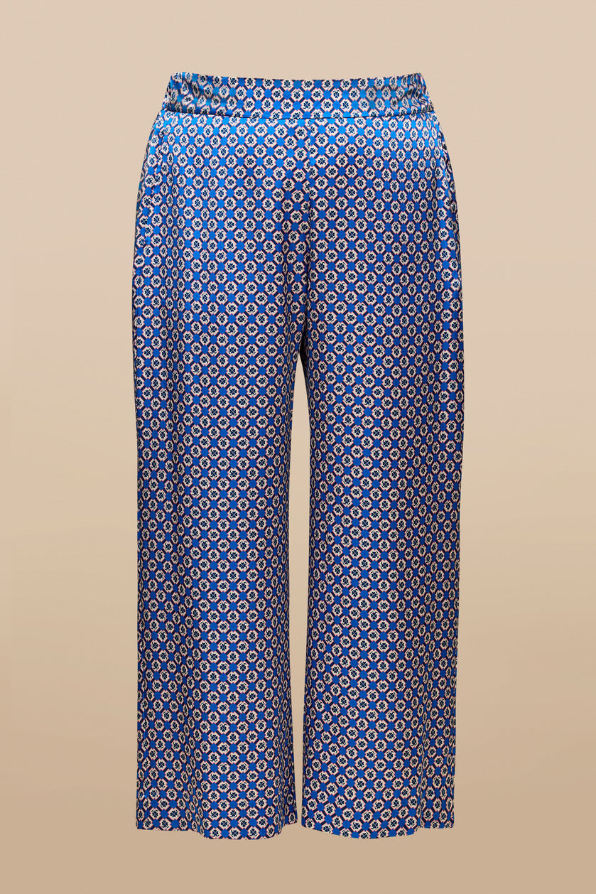 Blue Liberty Print Silk Palazzo Trousers Plus-size | THE HOUR designer  clothes