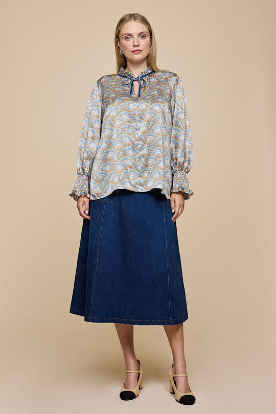 Icarus Wing Print Silk Blouse