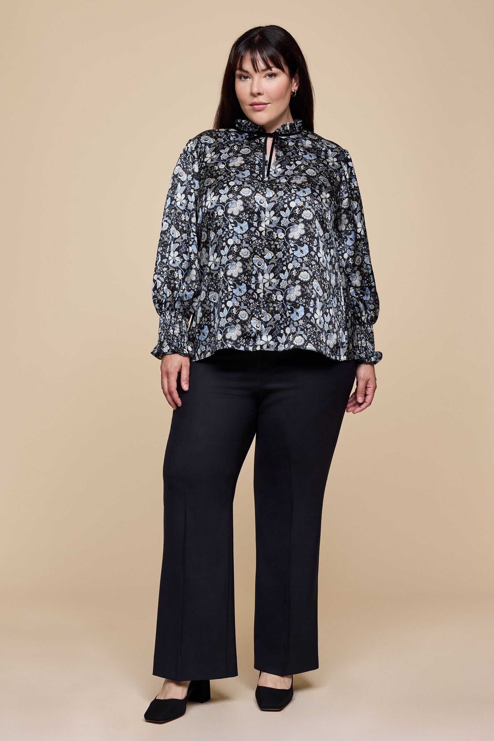 Mabelle Hall Black Liberty Silk Designer Plus-size Blouse THE HOUR 