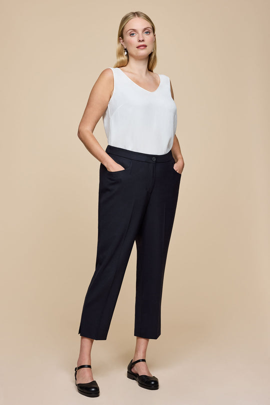 Tapered Wool Trousers Midnight Blue