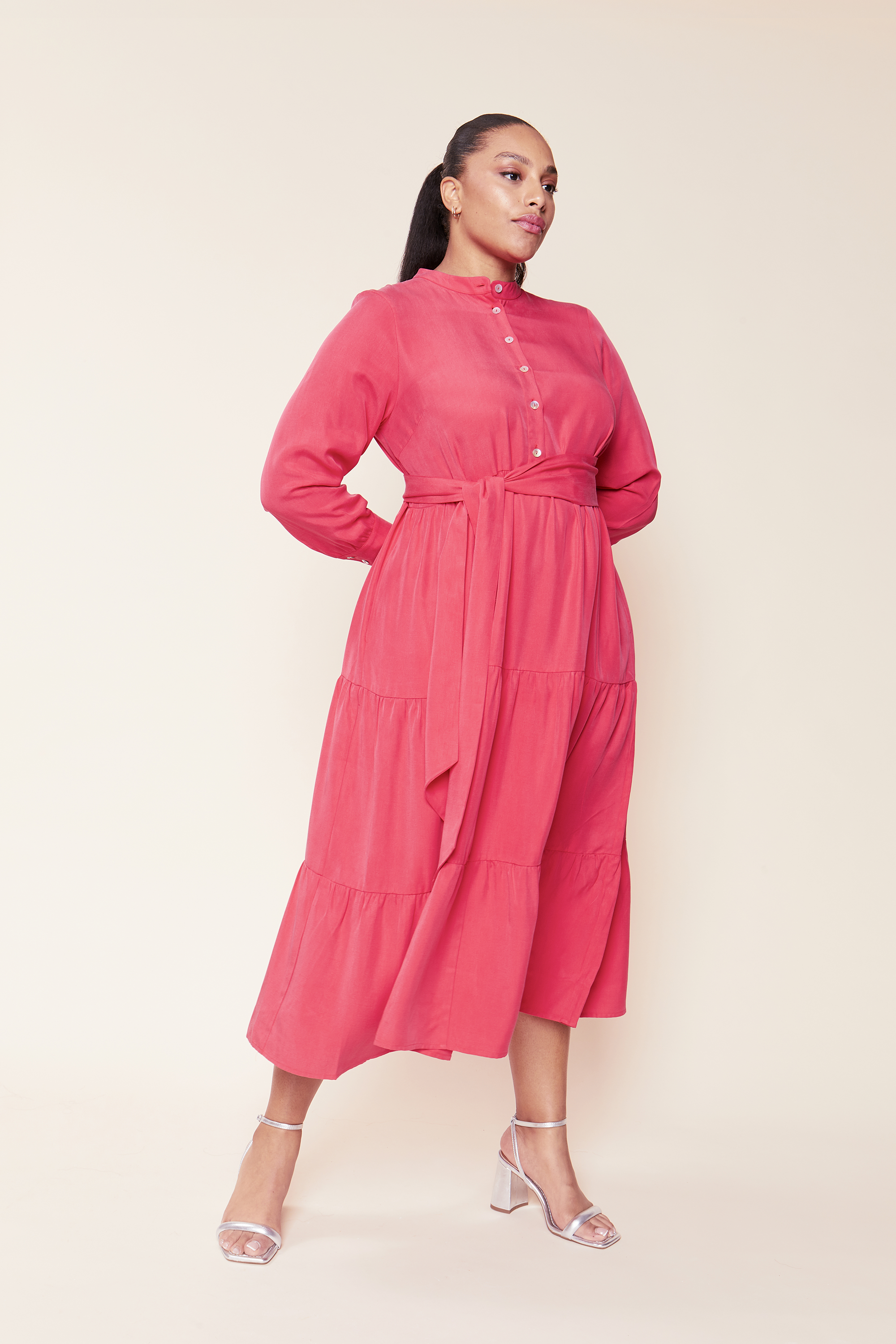 Tiered Plus-size Maxi Dress  Belted, THE  HOUR Designer