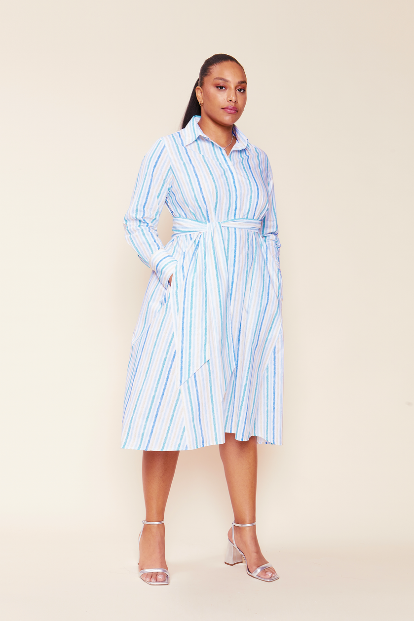 Plus-size Striped Cotton-poplin Shirt Dress  is made from luxurious Italian cotton poplin in A-line shape. The Hour