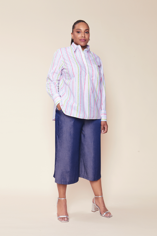 Striped Cotton-poplin Shirt in Pink