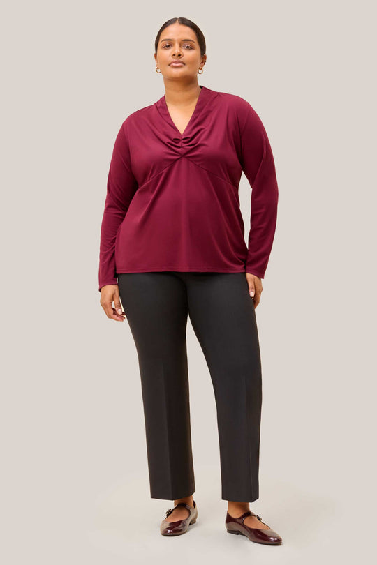 The Jersey V-Neck Top – Burgundy
