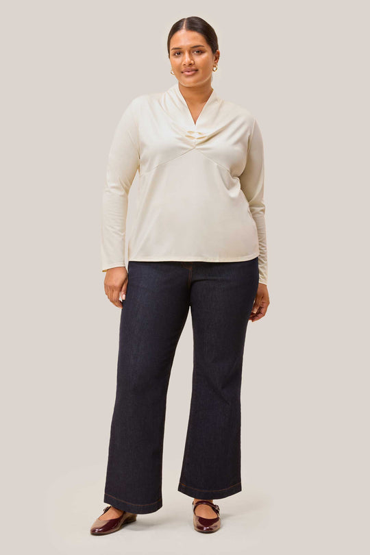 The Jersey V-Neck Top – Cream