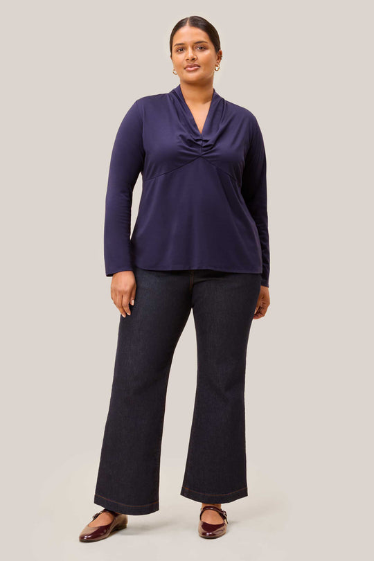 The Jersey V-Neck Top – Navy