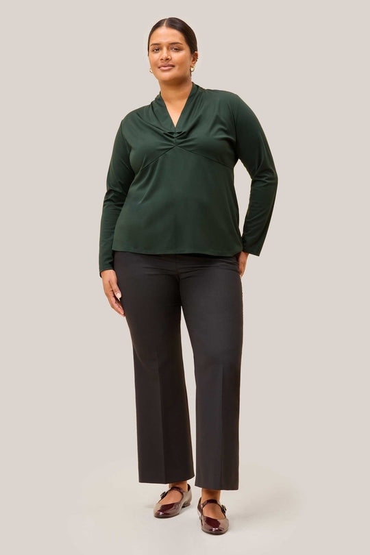 The Jersey V-Neck Top - Olive Green