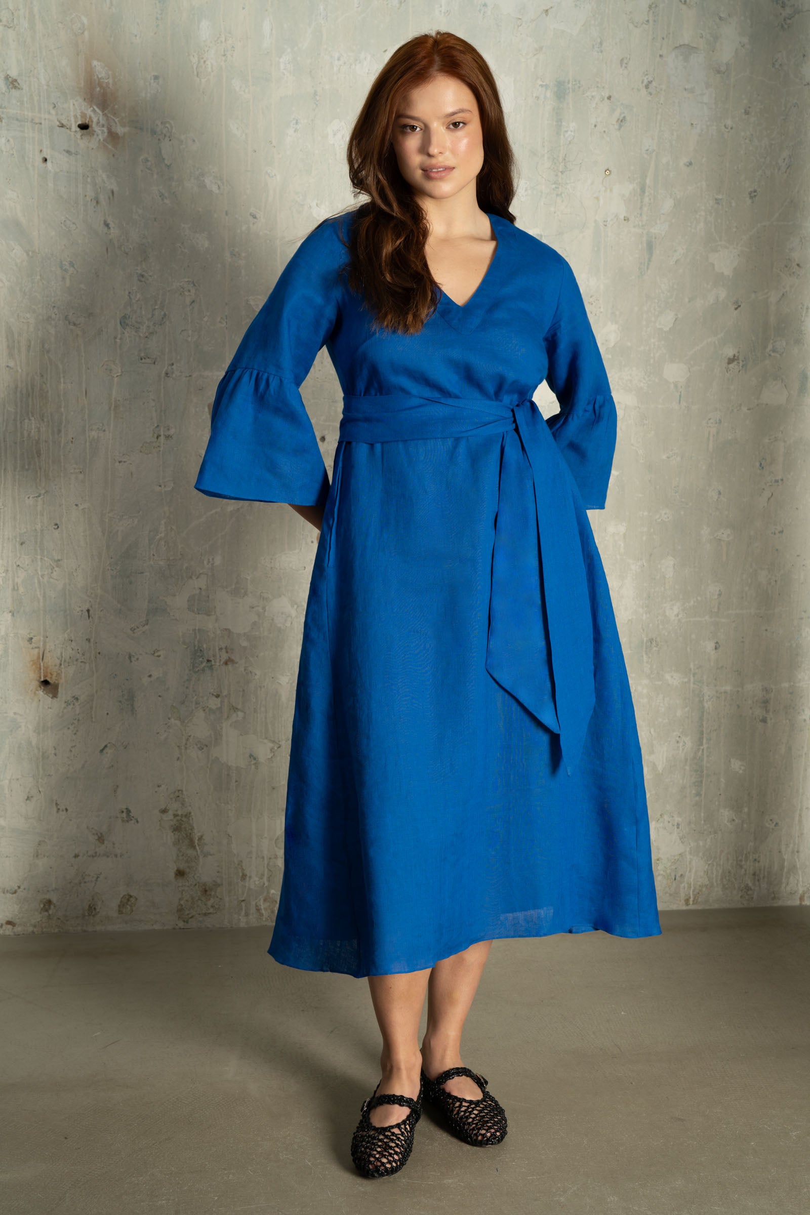 Linen Midi Dress Royal Blue – Plus Size Luxury