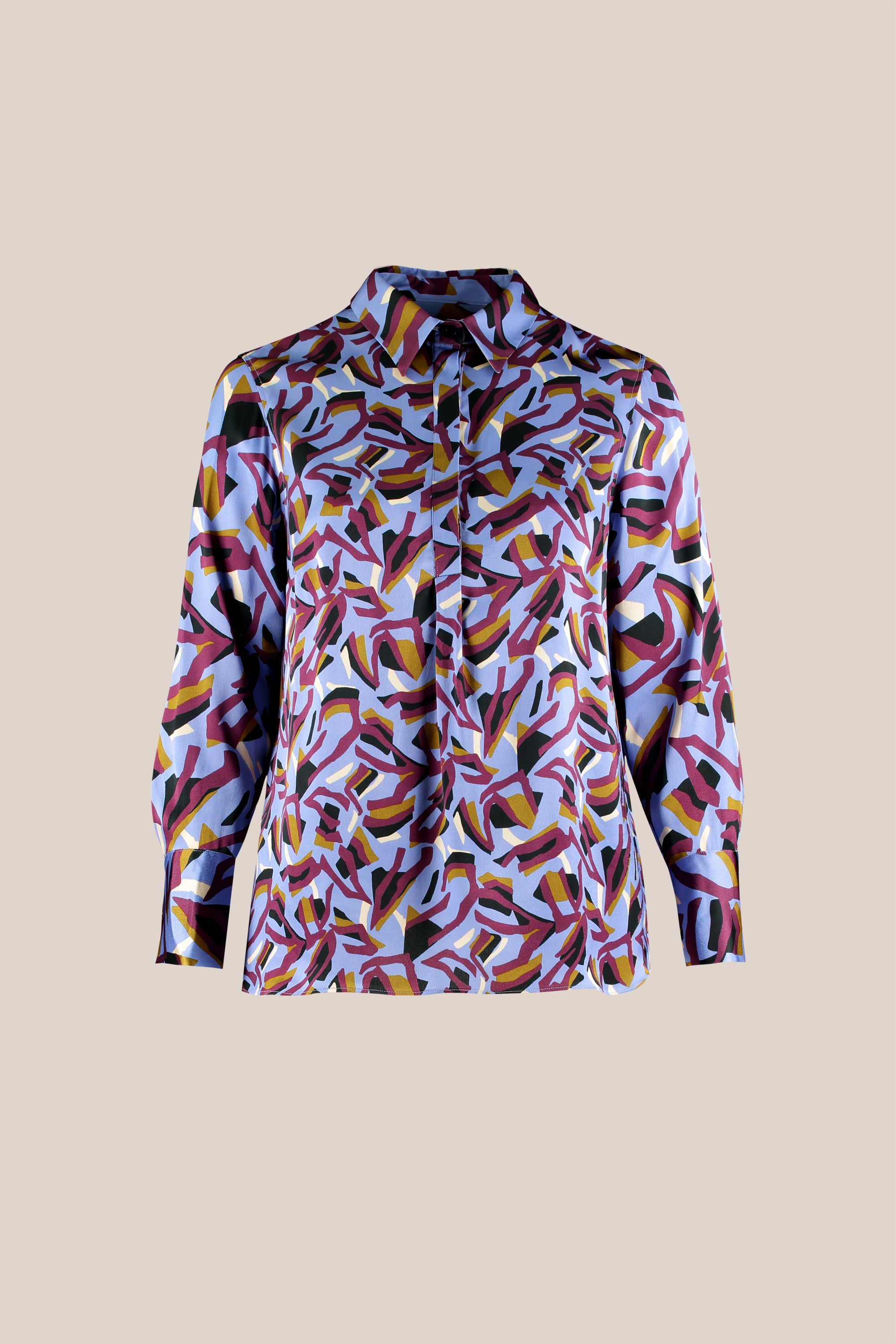 Abstract Print Satin Plus-size Shirt THE HOUR