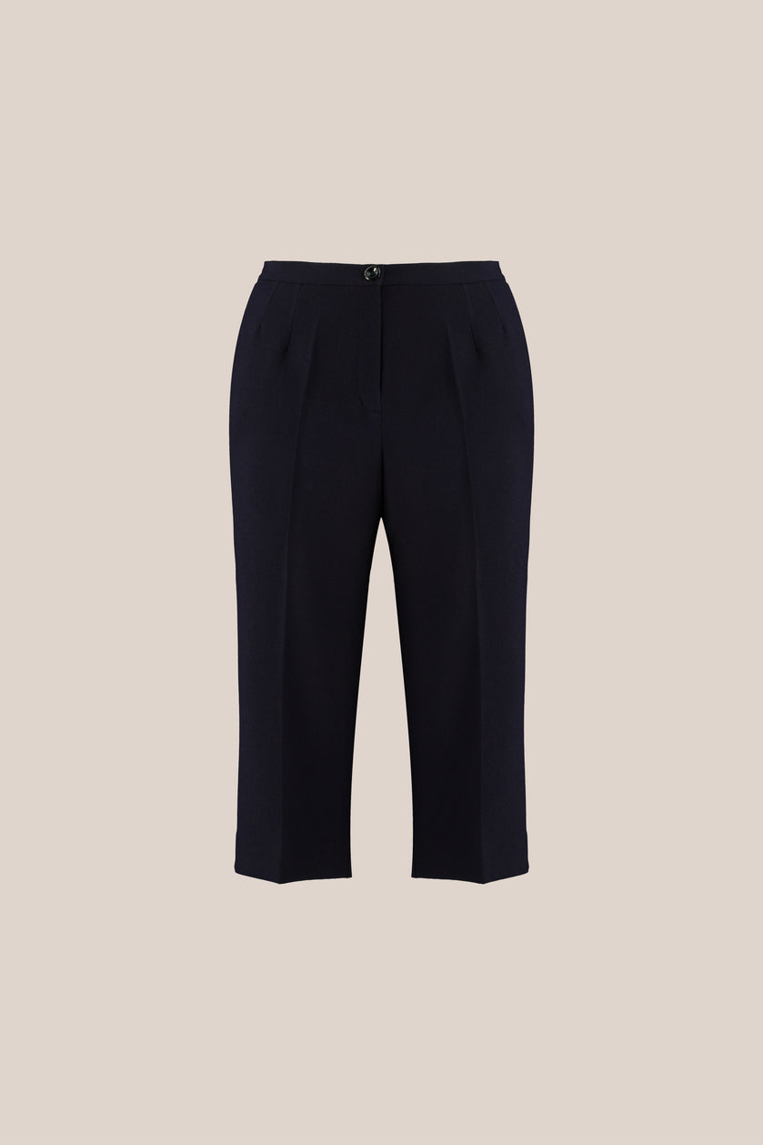 Plus size Navy High-Waist Cropped Pants with Straight Leg Cut